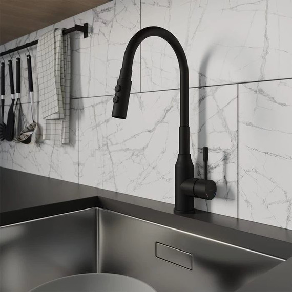 Смеситель для кухни Milardo Meal M01BL2FM05, черный матовый фото 2