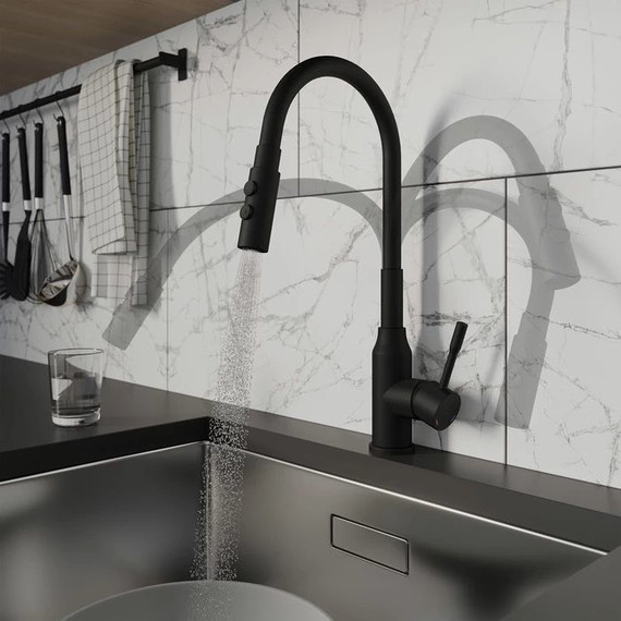 Смеситель для кухни Milardo Meal M01BL2FM05, черный матовый фото 3