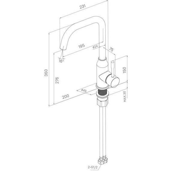 Смеситель для кухни Milardo Meal M01BLL0M05, черный матовый фото 8