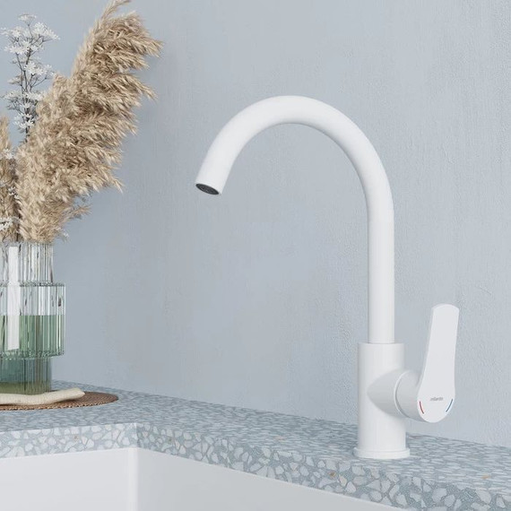 Смеситель для кухни Milardo Meal M01WTJ0M05, белый матовый фото 2