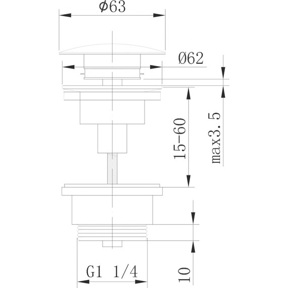Донный клапан Abber AF0011B, черный матовый фото 2