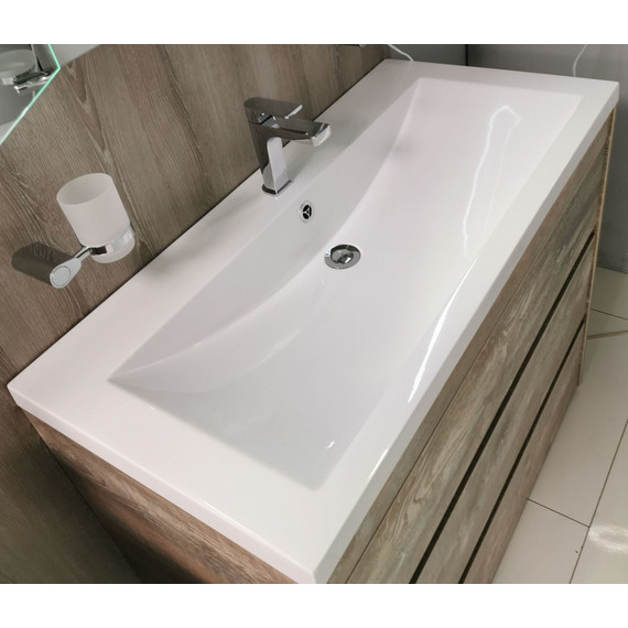 Тумба подвесная с раковиной Art&Max Family-M-1000-2C-SO-HC 100 см, угольный камень фото 4