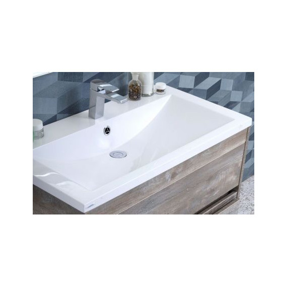 Тумба подвесная с раковиной Art&Max Family-M-580-2C-SO-HG 58 см, дуб харбор золотой фото 3