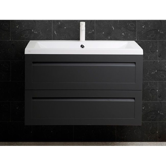 Тумба подвесная с раковиной Art&Max AM-Platino-900-2C-SO-GM-Cer 90 см, серый матовый фото 