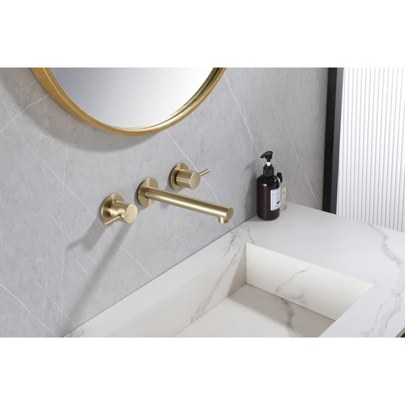 Смеситель для раковины настенный Abber Emotion AF88121G (со скрытой частью) золото матовое, Цвет производителя: золото матовое фото 2