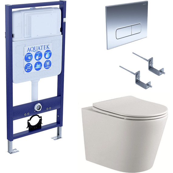 Инсталляция Aquatek Standart 50 INS-0000012 с подвесным унитазом Aquatek Вега AQ1904-00 (кнопка KDI-0000016 хром) фото 