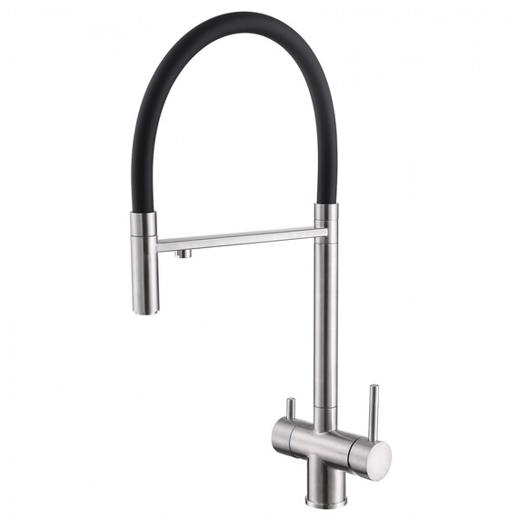 Смеситель для кухни Abber Wasser Kreis AF81141, с подключением фильтра и выдвижной лейкой,, Цвет производителя: хром фото 