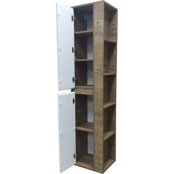 Пенал подвесной Эстет Monaco Wood 40 см L ФР-00010687, белый/тёмное дерево - 2 Пенал подвесной Эстет Monaco Wood 40 см L ФР-00010687, белый/тёмное дерево фото 2