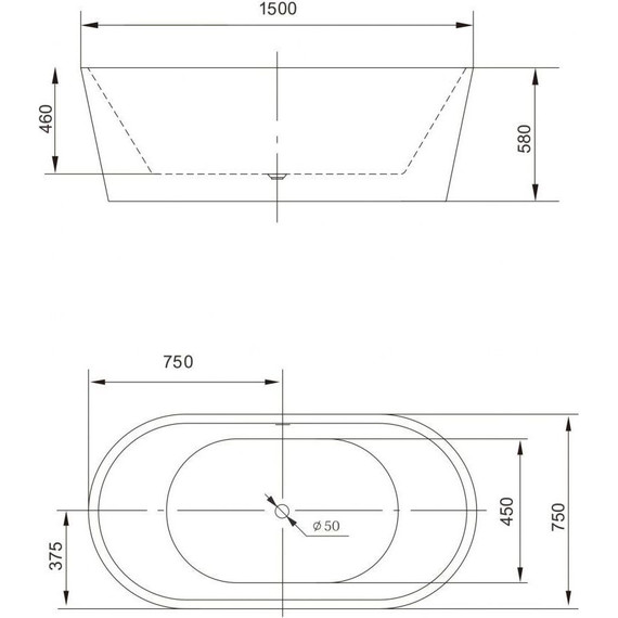 Ванна отдельностоящая Art&Max 150x75 см AM-203-1500-750 фото 2