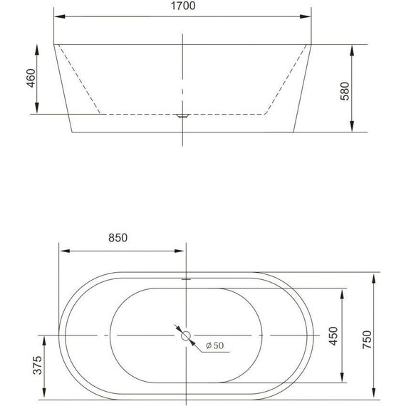 Ванна отдельностоящая Art&Max 170x75 см AM-203-1700-750 фото 2