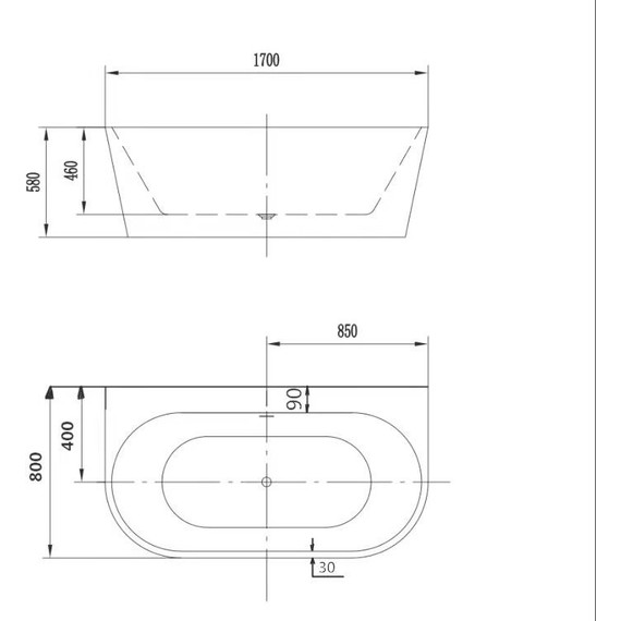 Ванна акриловая Art&Max 170x80 см AM-206A-1700-800 фото 6