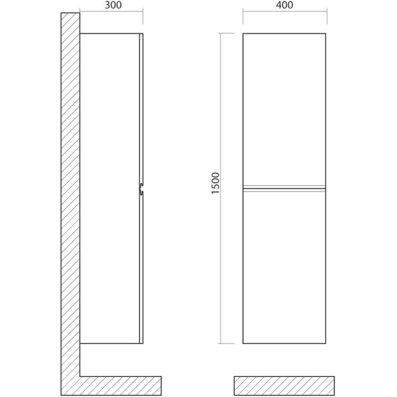 Пенал подвесной Art&Max AM-Bianchi-1500-2A-SO-CM 40 см, эмаль капучино матовый фото 3
