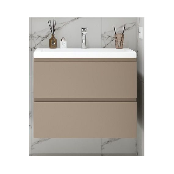 Тумба подвесная с раковиной Art&Max AM-Bianchi-750-2C-SO-CM 75 см, эмаль капучино матовый, Цвет фасада: бежевый фото 