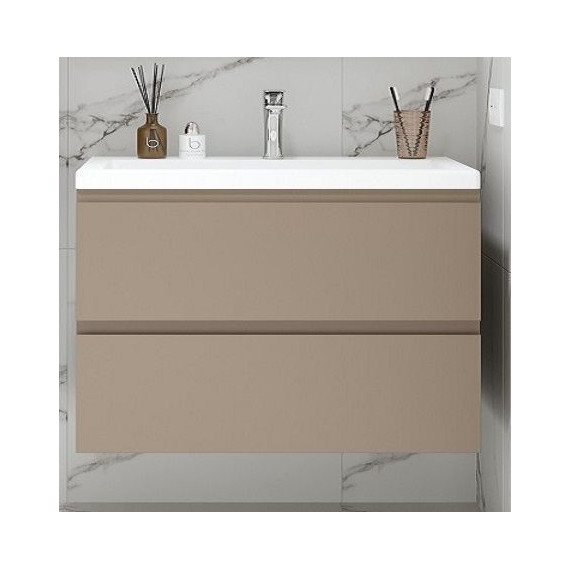 Тумба подвесная с раковиной Art&Max AM-Bianchi-900-2C-SO-CM 90 см, эмаль капучино матовый, Цвет фасада: бежевый фото 