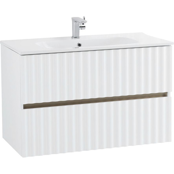 Тумба подвесная с раковиной Art&Max AM-ELEGANT-900-2C-SO-BM-LED 90 см, белый матовый, Цвет фасада: белый матовый фото 3