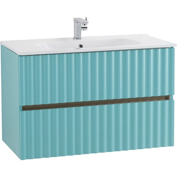 Тумба подвесная с раковиной Art&Max AM-ELEGANT-900-2C-SO-MM-LED 90 см, светло-зелёный матовый, Цвет фасада: зелёный фото 3