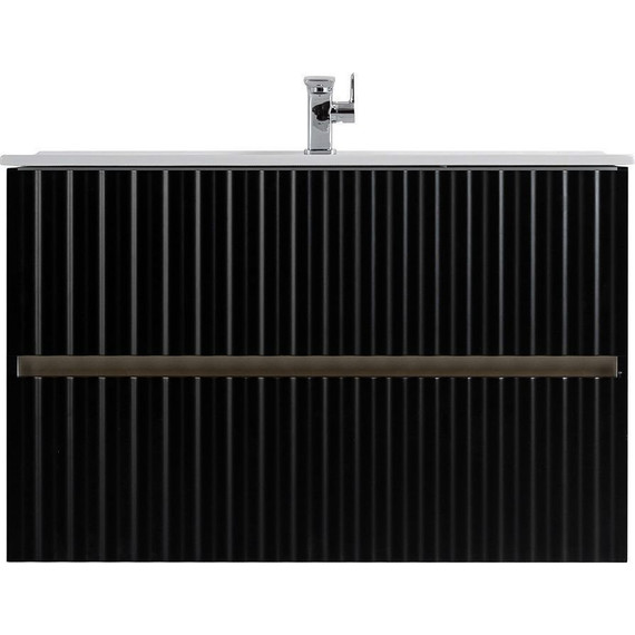 Тумба подвесная с раковиной Art&Max AM-ELEGANT-900-2C-SO-NM-LED 90 см, чёрный матовый, Цвет фасада: чёрный матовый фото 