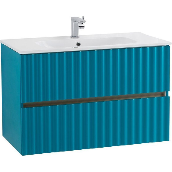 Тумба подвесная с раковиной Art&Max AM-ELEGANT-900-2C-SO-TM-LED 90 см, бирюзовый матовый, Цвет фасада: бирюзовый матовый фото 3