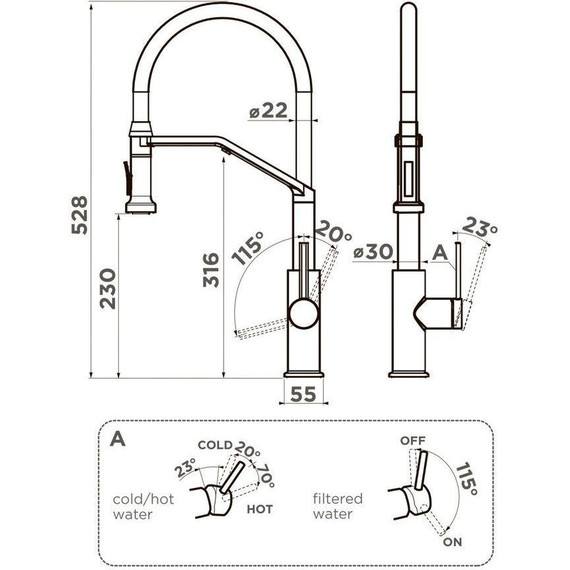 Смеситель для кухни Omoikiri Makkari 2 Plus-SB GM-BL 4994497, вороненая сталь фото 2