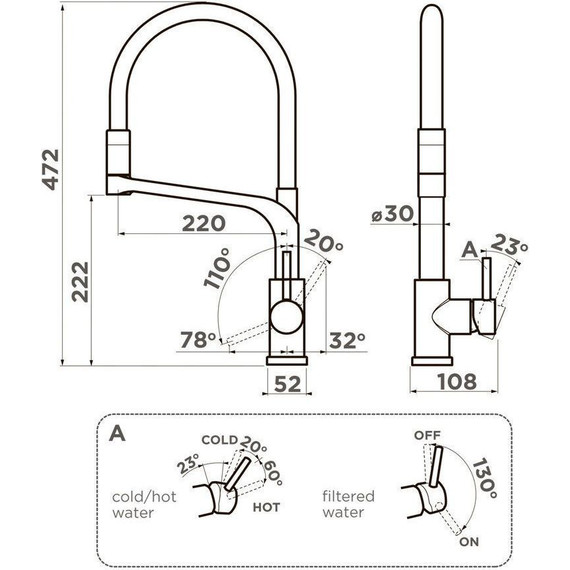 Смеситель для кухни Omoikiri Sinto 2 Plus GB-BL 4994467, вороненая сталь фото 2