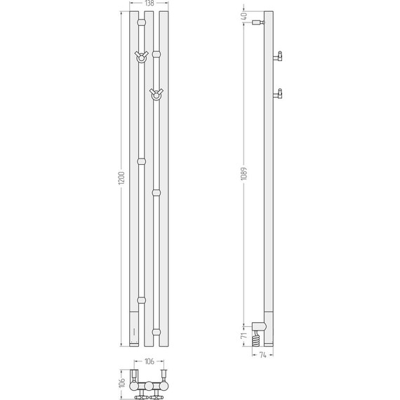Полотенцесушитель электрический Сунержа Терция 3.0 П3 1200x106 мм L 05-5844-1211, состаренная бронза фото 5