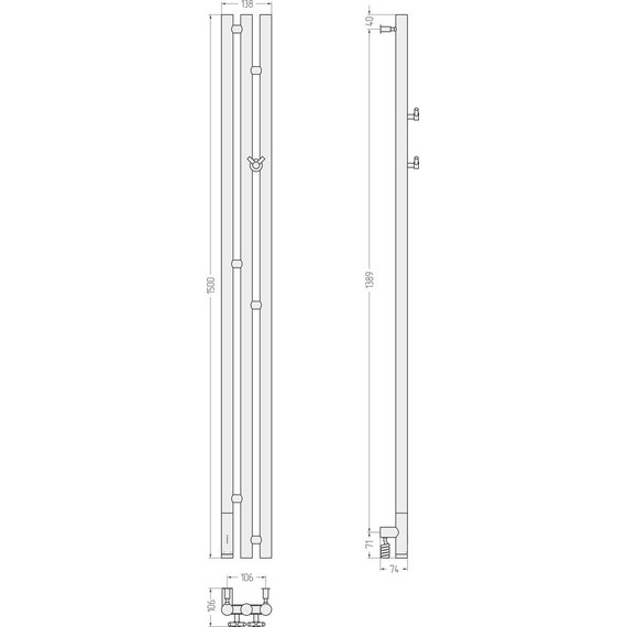 Полотенцесушитель электрический Сунержа Терция 3.0 П3 1500x106 мм L 00-5844-1511 фото 11