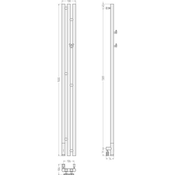 Полотенцесушитель электрический Сунержа Терция 3.0 П3 1500x106 мм L 071-5844-1511, сатин - 5 Полотенцесушитель электрический Сунержа Терция 3.0 П3 1500x106 мм L 071-5844-1511, сатин фото 5
