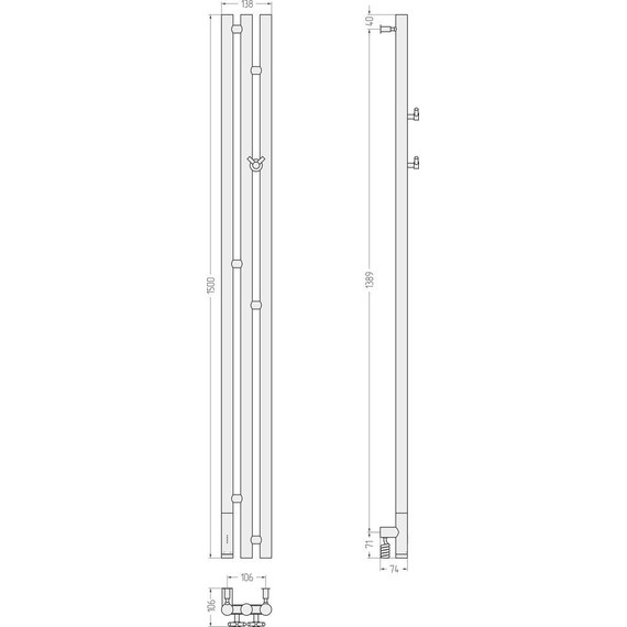 Полотенцесушитель электрический Сунержа Терция 3.0 П3 1500x106 мм L 15-5844-1511, тёмный титан муар фото 5
