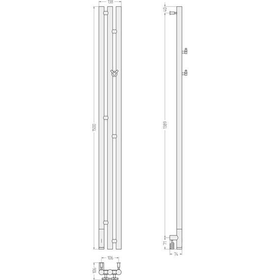 Полотенцесушитель электрический Сунержа Терция 3.0 П3 1500x106 мм L 30-5844-1511, белый матовый фото 5