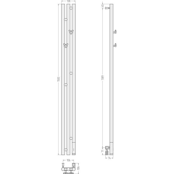 Полотенцесушитель электрический Сунержа Терция 3.0 П3 1500x106 мм R 071-5845-1511, сатин фото 5