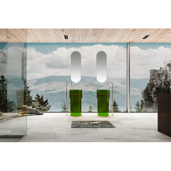 Раковина напольная прозрачная Abber Kristall 45 см AT2701Emerald, зеленый фото 2