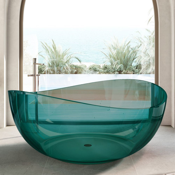 Ванна прозрачная Abber Kristall 150x150 см AT9705Aquamarin, бирюзовый фото 