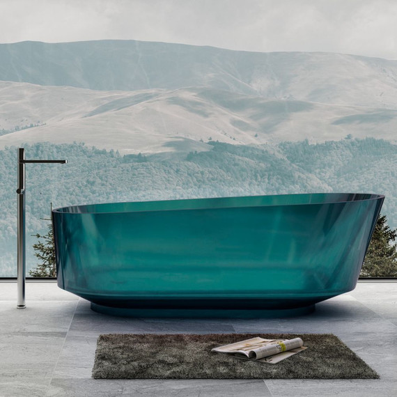 Ванна прозрачная Abber Kristall 170x80 см AT9706Aquamarin, бирюзовый фото 