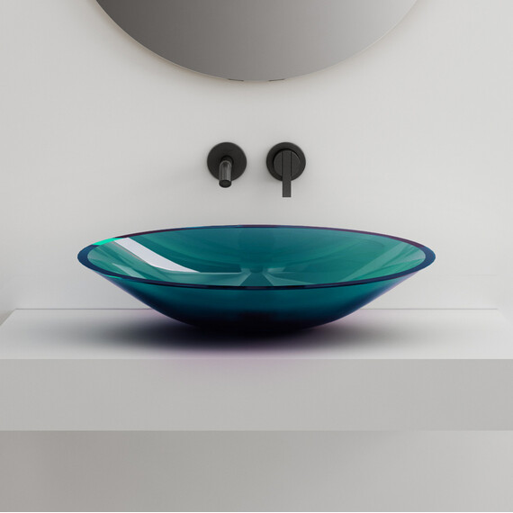 Раковина-чаша прозрачная Abber Kristall 53 см AT2812Aquamarin, бирюзовый фото 