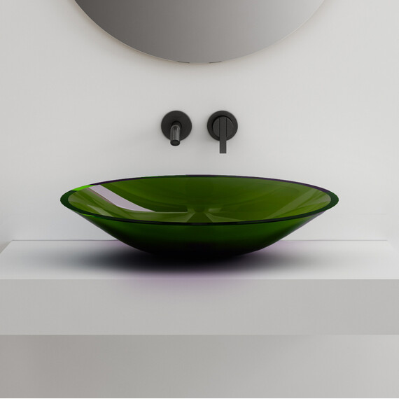 Раковина-чаша прозрачная Abber Kristall 53 см AT2812Emerald, зеленый фото 