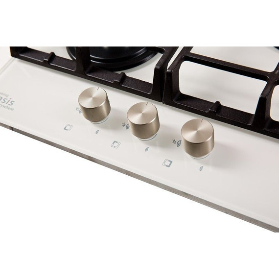 Газовая варочная поверхность Oasis P-3GWT (белое стекло) фото 3