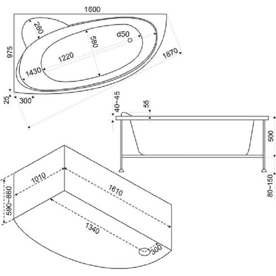 Ванна акриловая 160*100 Bas Сагра L - 4 Ванна акриловая 160*100 Bas Сагра L фото 4