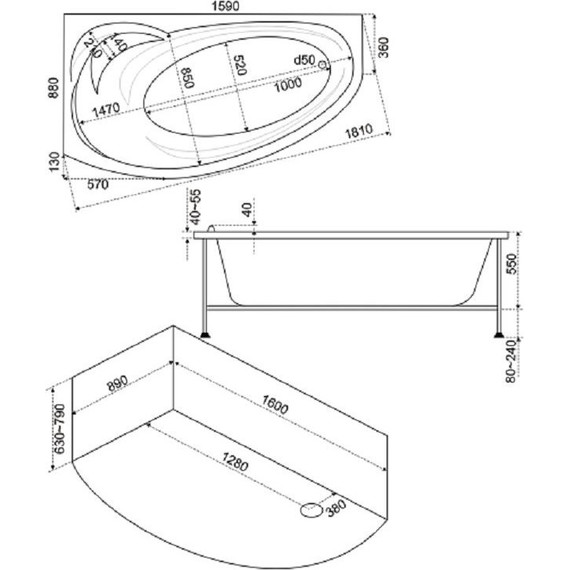 Ванна акриловая 160*90 Bas ФЛОРИДА R - 6 Ванна акриловая 160*90 Bas ФЛОРИДА R фото 6