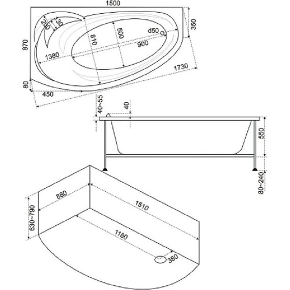 Ванна акриловая 150*90 Bas ФЭНТЕЗИ R - 5 Ванна акриловая 150*90 Bas ФЭНТЕЗИ R фото 5