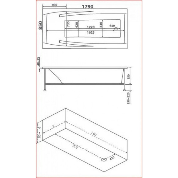Ванна акриловая 180*85 Bas Эвита - 7 Ванна акриловая 180*85 Bas Эвита фото 7