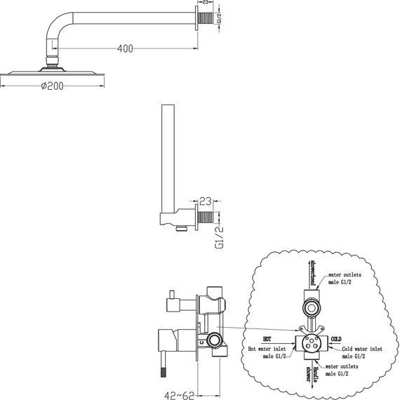 Душевая система для душа Boheme Uno 464-B, чёрный матовый, Цвет производителя: чёрный матовый - 2 Душевая система для душа Boheme Uno 464-B, чёрный матовый, Цвет производителя: чёрный матовый фото 2