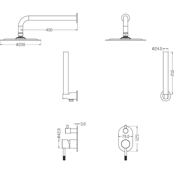 Душевая система для душа Boheme Uno 464-B, чёрный матовый, Цвет производителя: чёрный матовый - 3 Душевая система для душа Boheme Uno 464-B, чёрный матовый, Цвет производителя: чёрный матовый фото 3