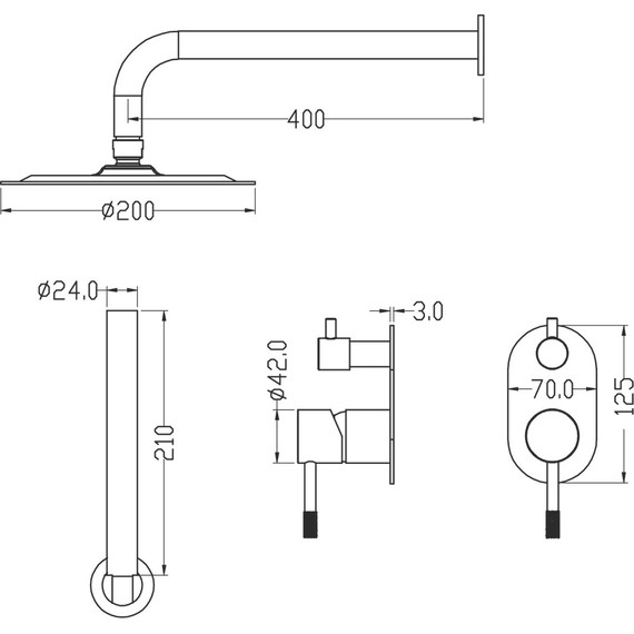 Душевая система для душа Boheme Uno 464-NB, nickel brush, Цвет производителя: nickel brush - 2 Душевая система для душа Boheme Uno 464-NB, nickel brush, Цвет производителя: nickel brush фото 2