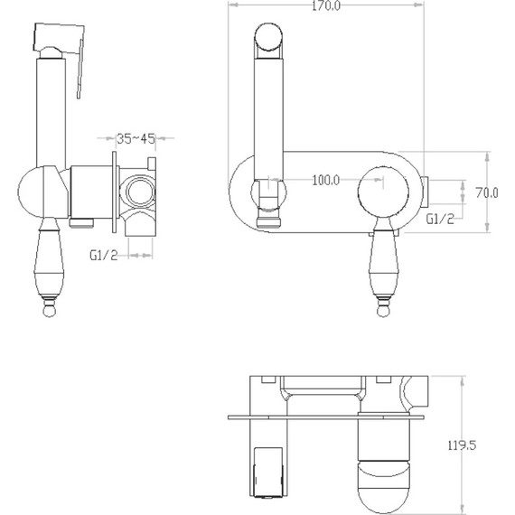 Набор для гигиенического душа Boheme Medici 424, бронза, Цвет производителя: бронза - 2 Набор для гигиенического душа Boheme Medici 424, бронза, Цвет производителя: бронза фото 2