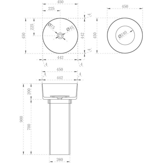 Раковина напольная прозрачная Abber Kristall 45 см AT2702Aquamarin, бирюзовый фото 4