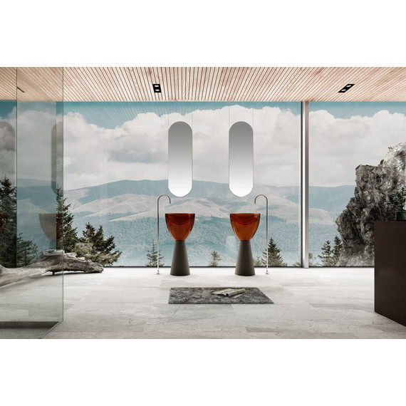 Раковина напольная прозрачная Abber Kristall 45 см AT2703Black-Opal, черный/коричневый фото 2