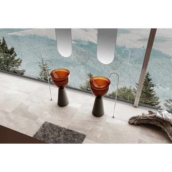 Раковина напольная прозрачная Abber Kristall 45 см AT2703Black-Opal, черный/коричневый фото 3