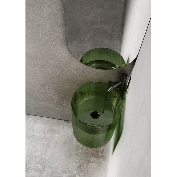 Раковина подвесная прозрачная Abber Kristall 42 см AT2705Emerald, зеленый фото 4