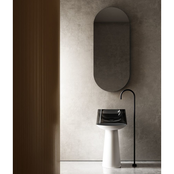 Раковина напольная прозрачная Abber Kristall 50 см AT2706White-Onyx, белый/черный фото 2