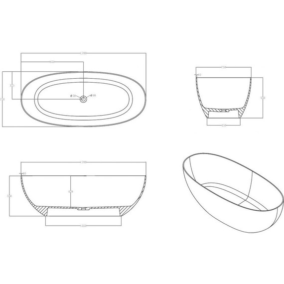 Ванна прозрачная Abber Kristall 170x75 см AT9703Amber, желтый фото 6